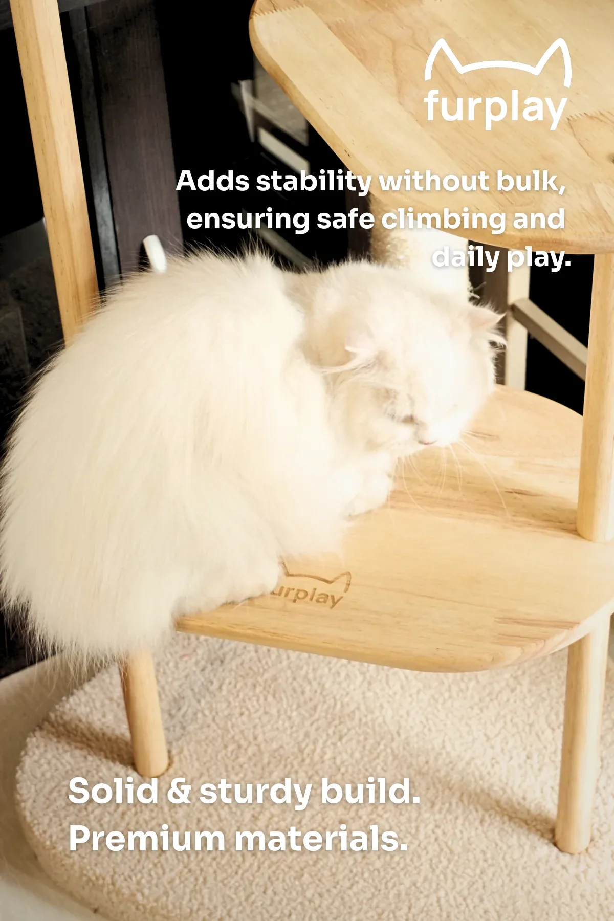 Cat resting on Furplay Cat Tree
